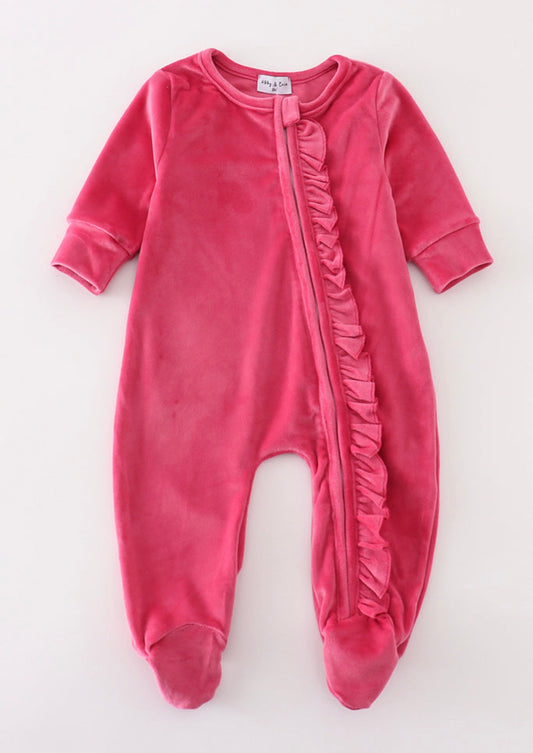Hot Pink Velvet romper