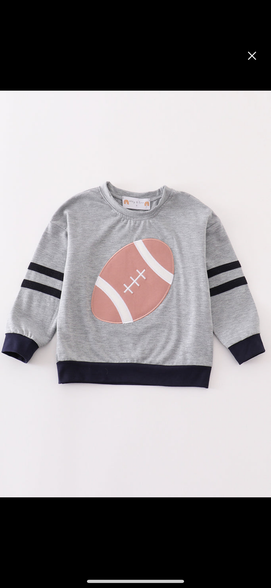 Grey Football applique boy top