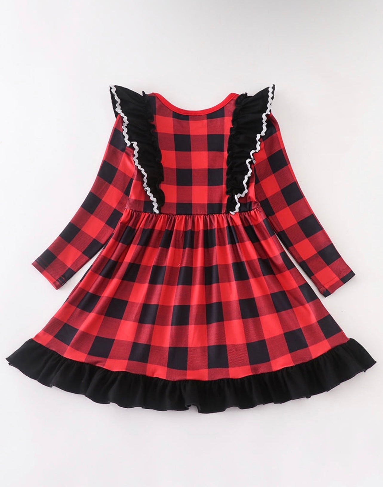 Red Plaid Christmas Tree Ruffle Dress