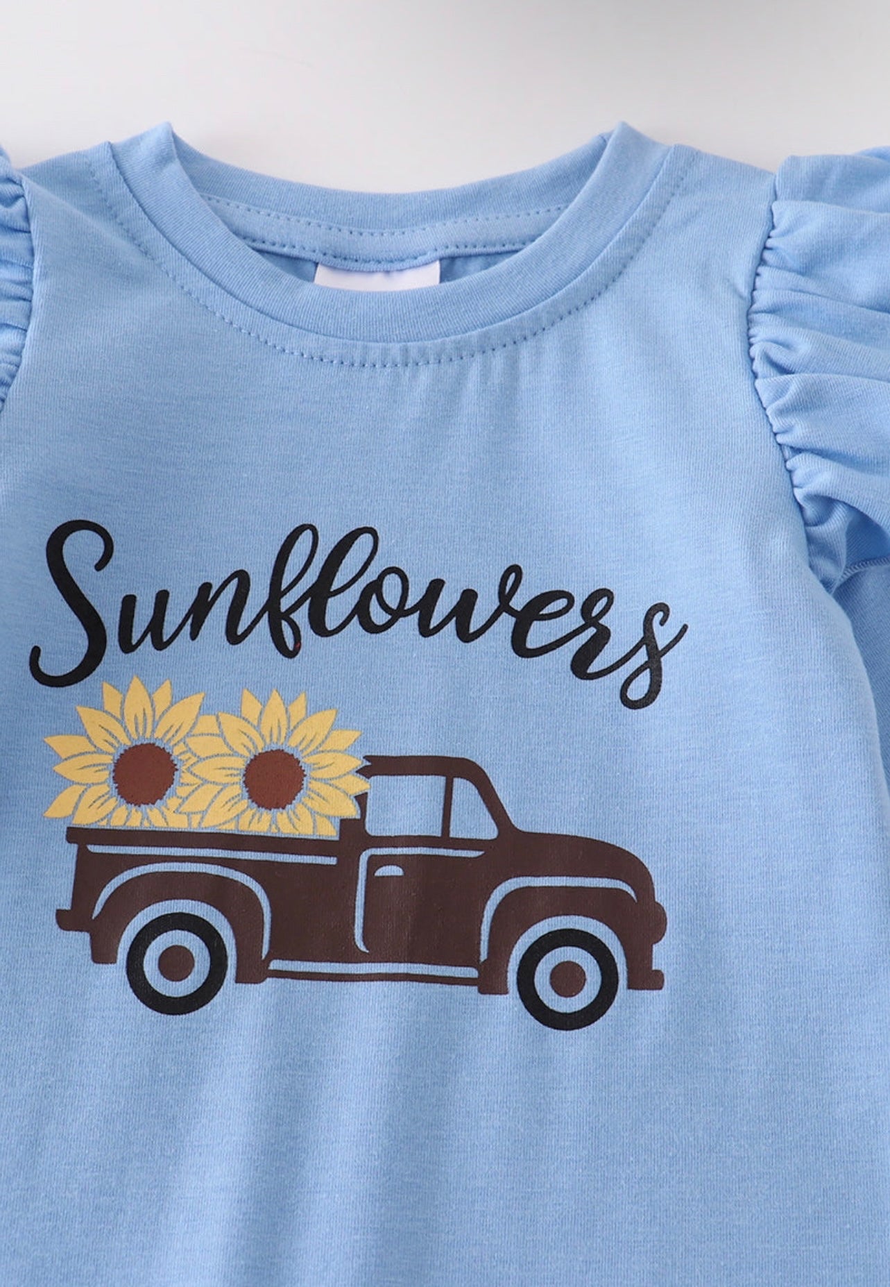 Blue Truck Sunflowers romper