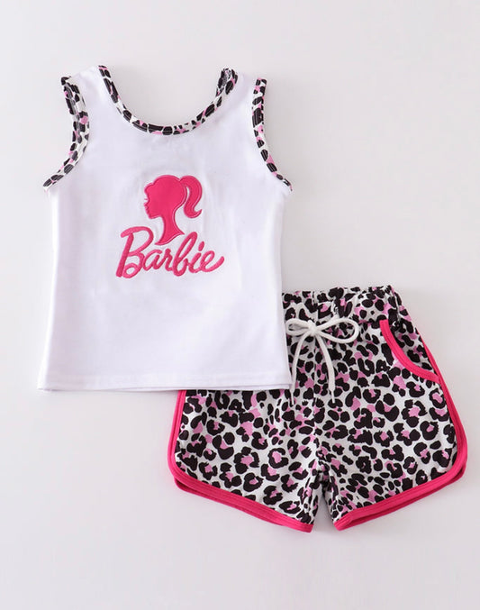 Leopard Barbie shorts set