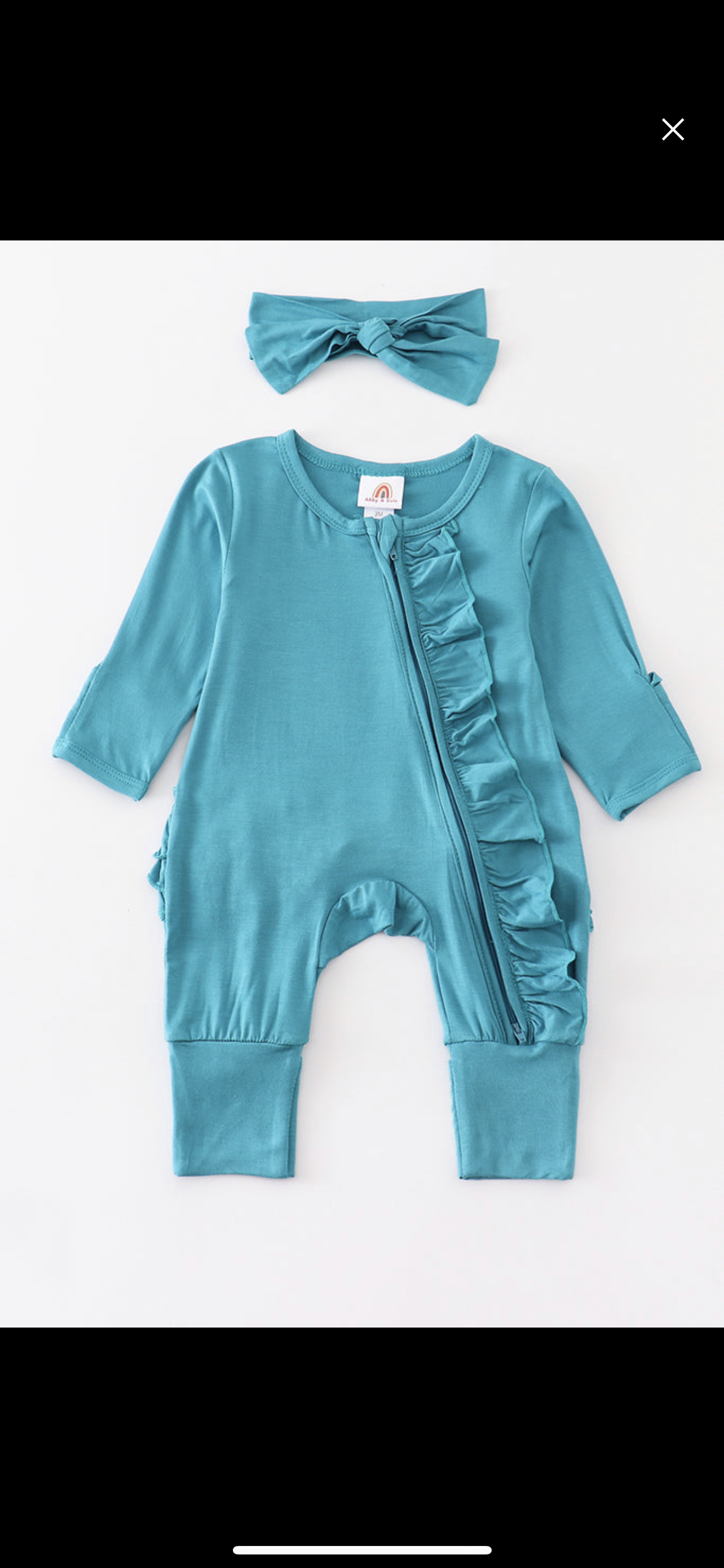 Teal Bamboo ruffle romper