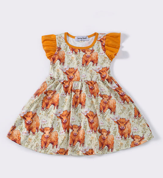 Orange Cow twirl dress