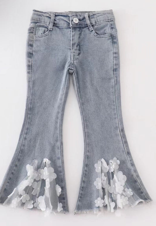 Floral Lace Denim Bells