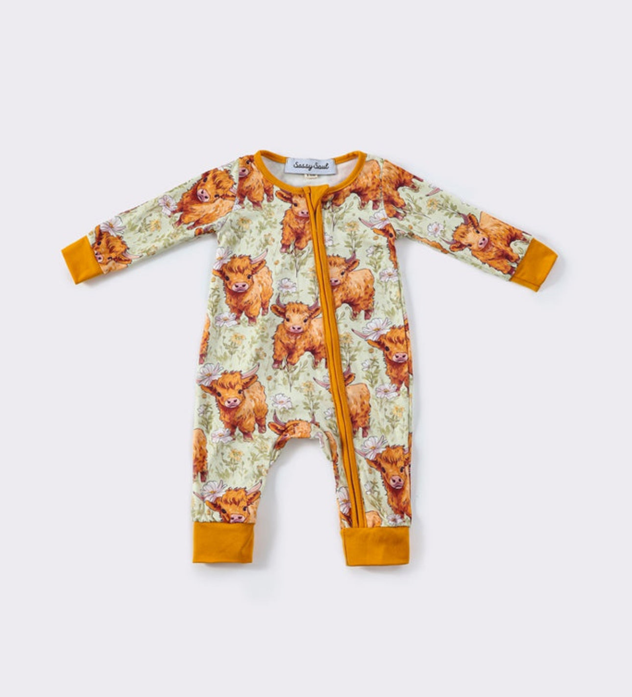 Orange cow romper