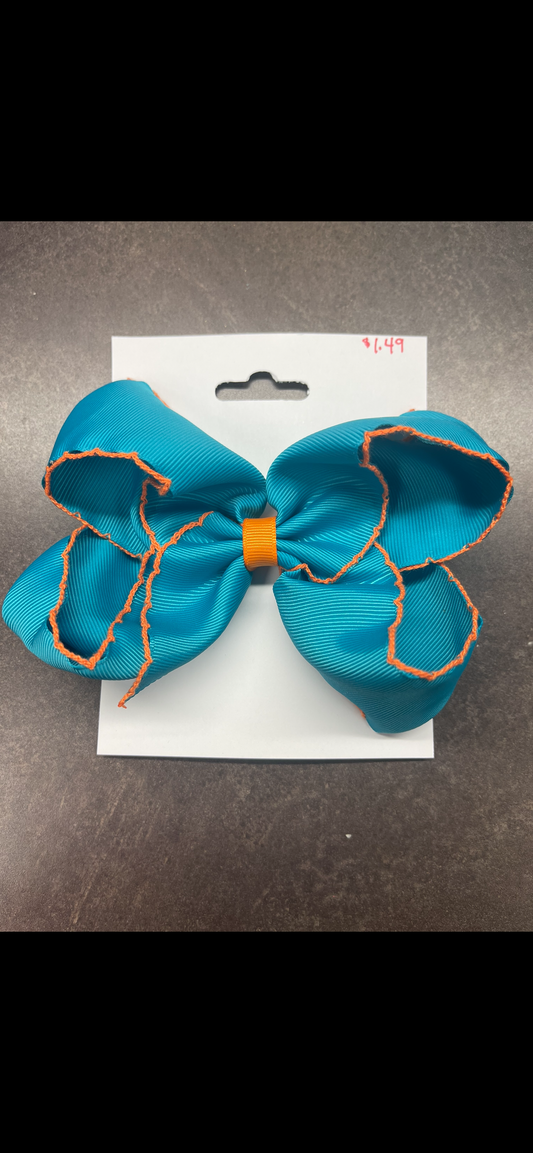 Sky blue and orange bow