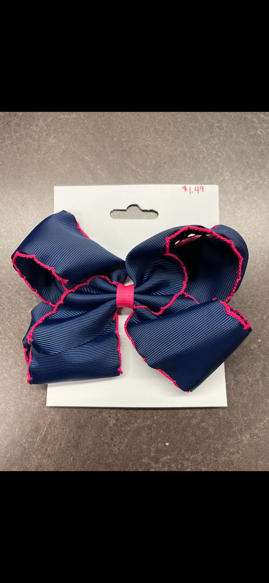 Navy blue and pink bow