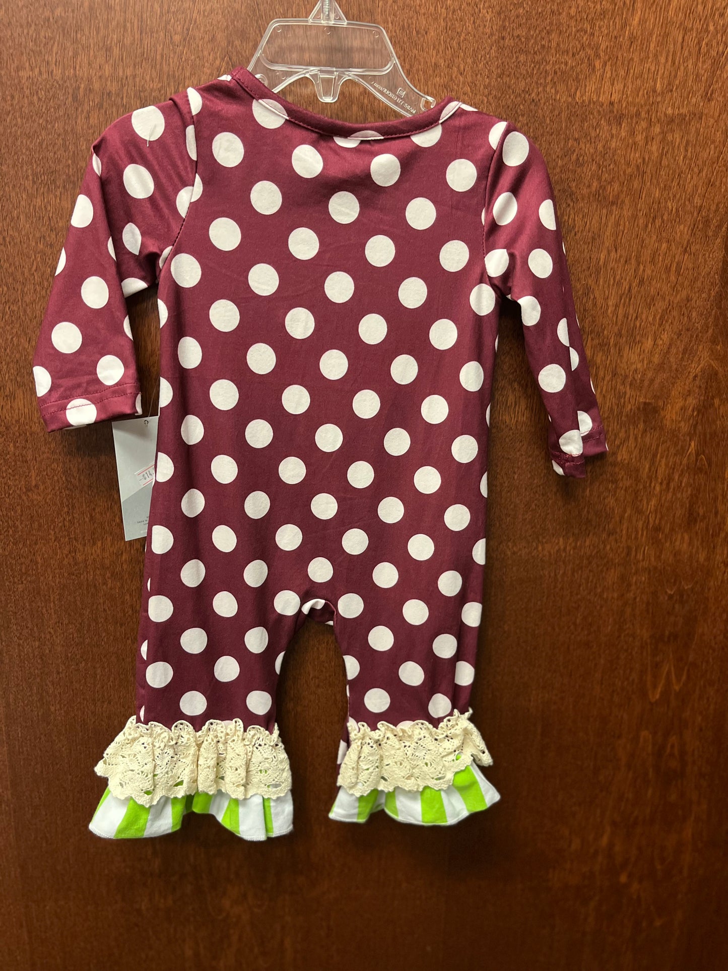 Maroon polka dot romper