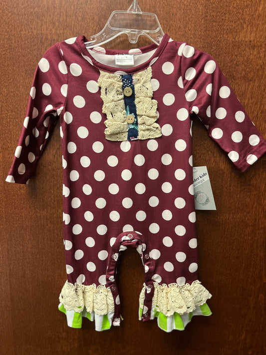 Maroon polka dot romper