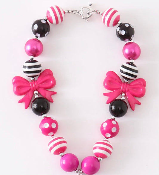 Hot pink Bow necklace