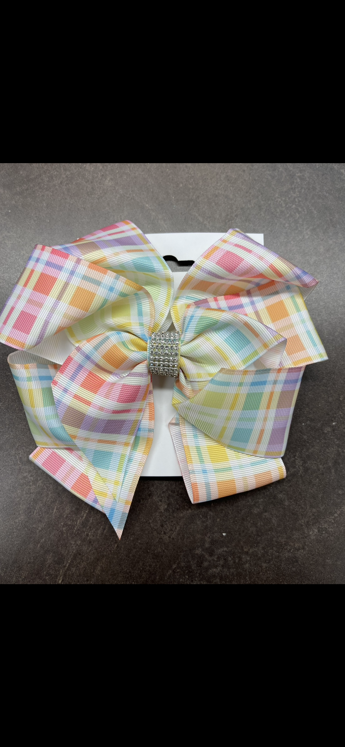 Rainbow plaid bow