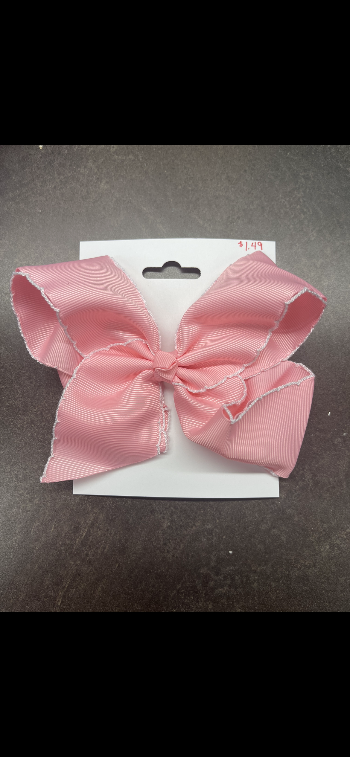 Pink and white bow