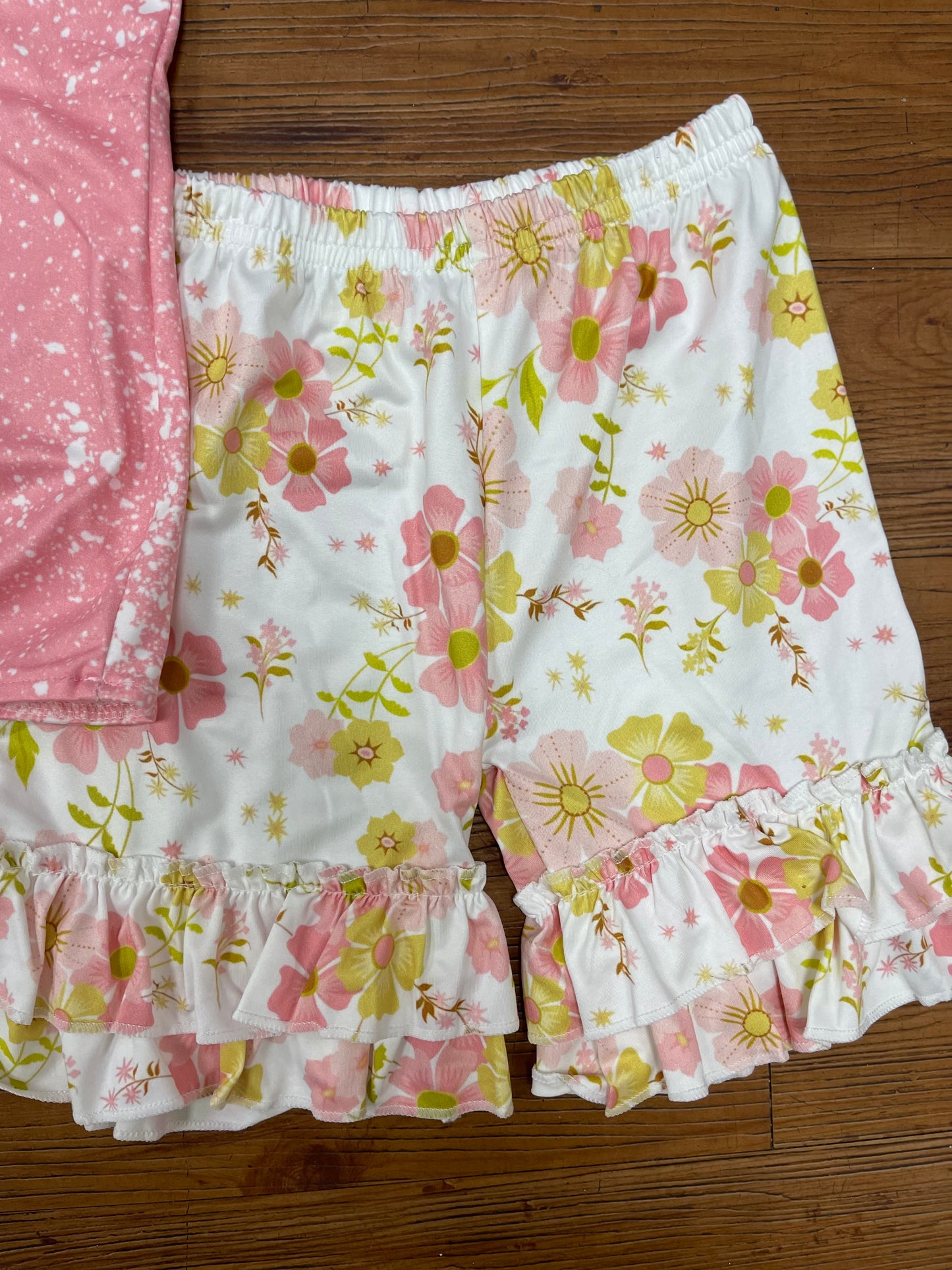 Floral heifer ruffle shorts  set