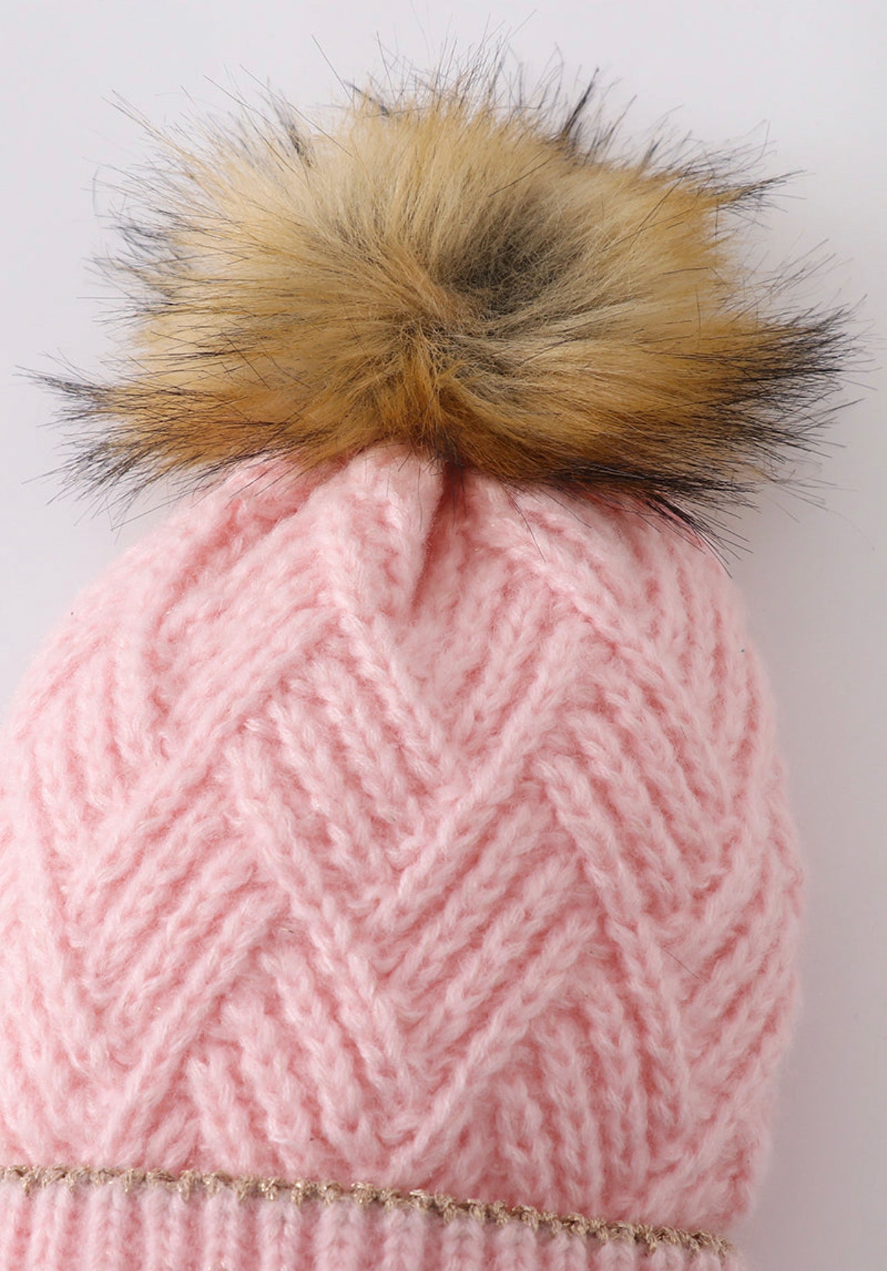 Pink Cross Cable Knit beanie