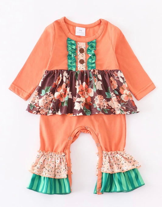 Peach Ruffle romper