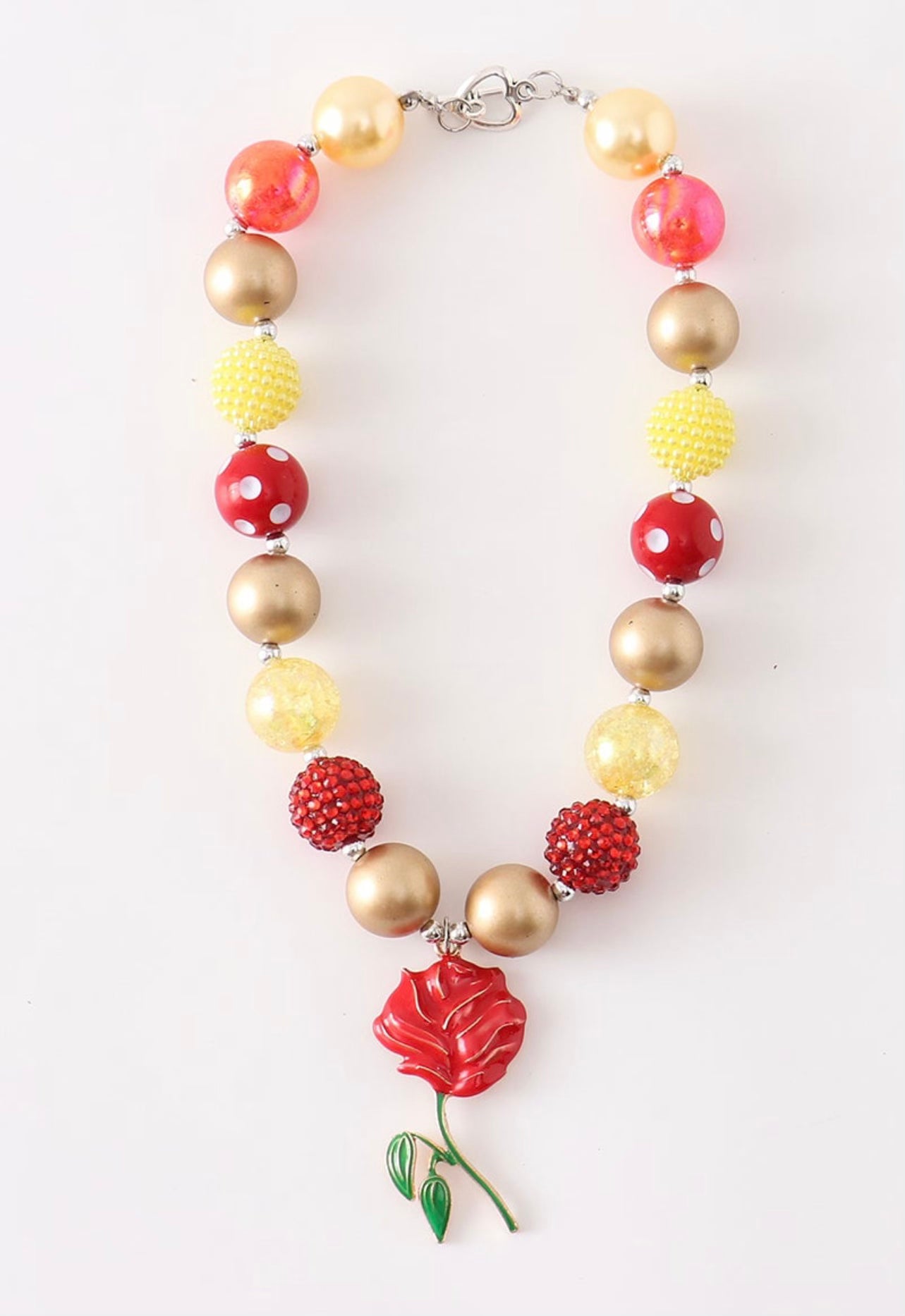 Red & gold rose necklace