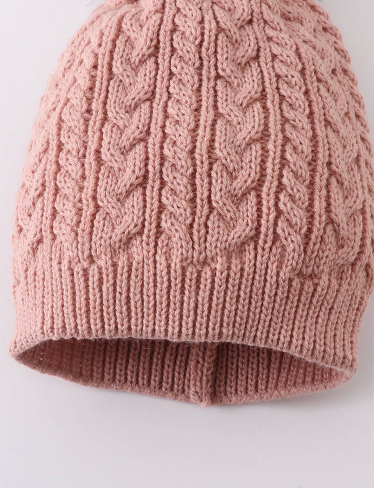 Dusty Rose Cable Knit beanie