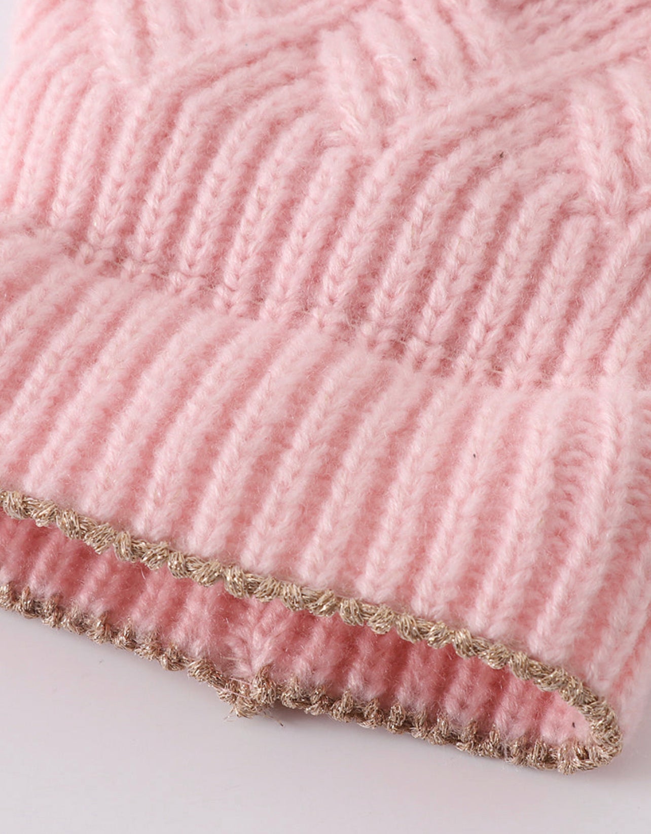 Pink Cross Cable Knit beanie