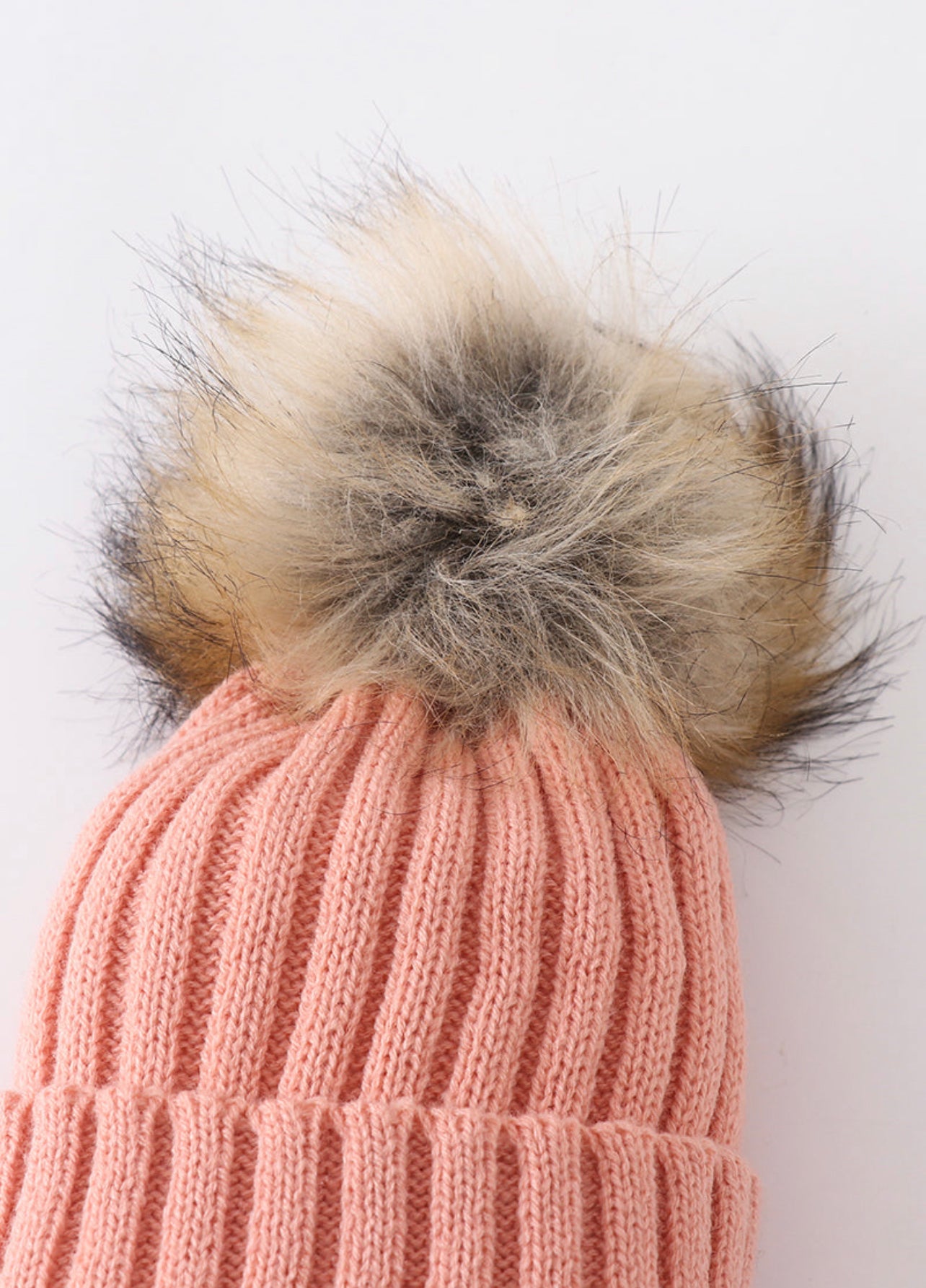 Coral Knit Pom Pom beanie