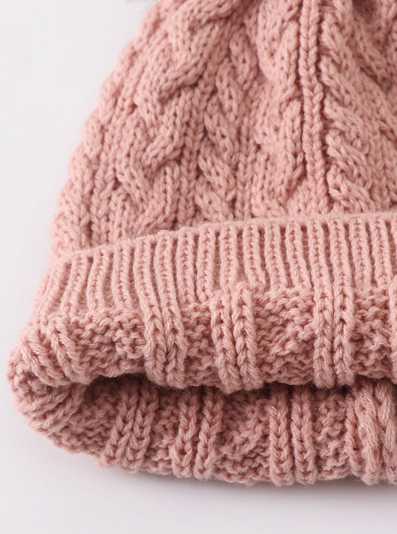 Dusty Rose Cable Knit beanie