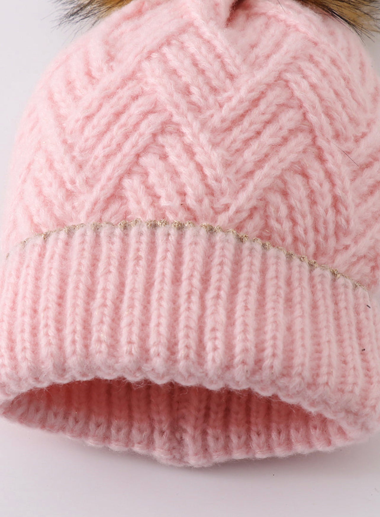 Pink Cross Cable Knit beanie