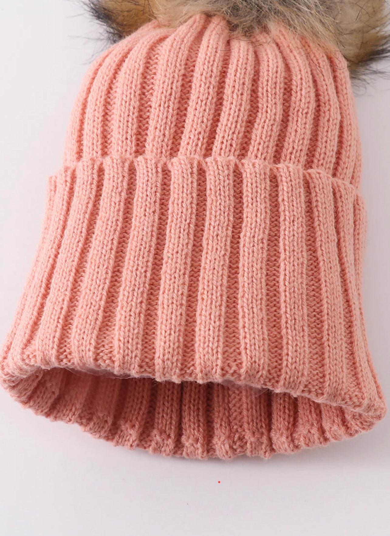 Coral Knit Pom Pom beanie