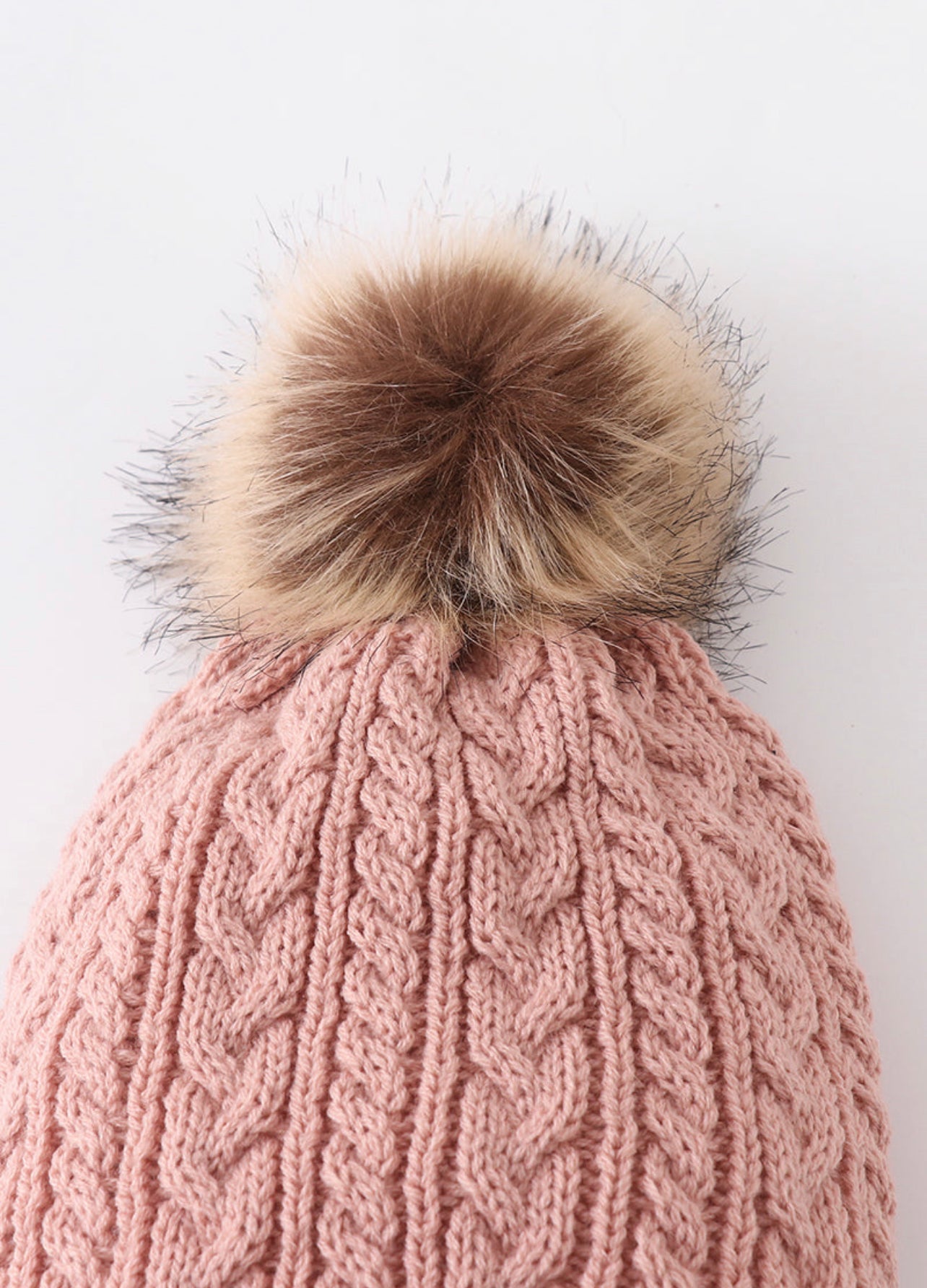 Dusty Rose Cable Knit beanie