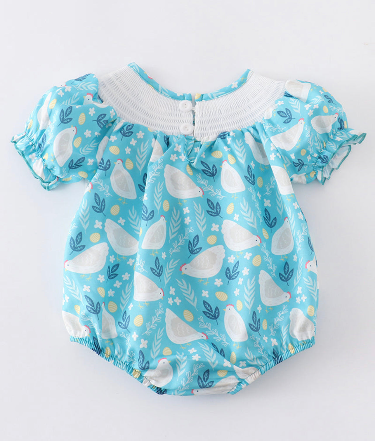 Chicken smocked baby romper