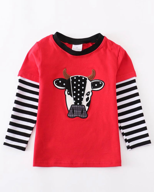 Boy’s black & white cow shirt