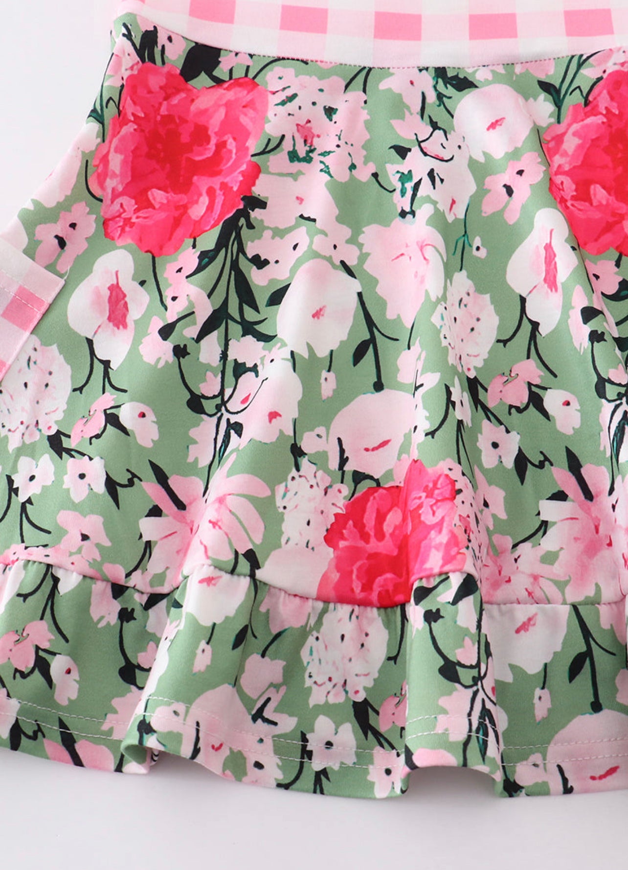 Pink & green floral plaid dress