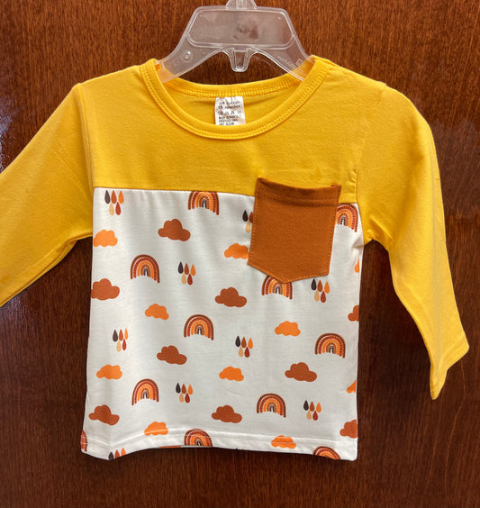 Boys Mustard Rainbow shirt