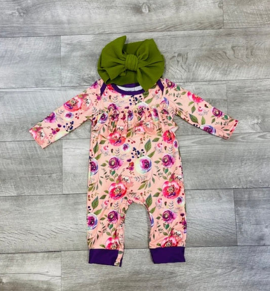 Peach floral romper