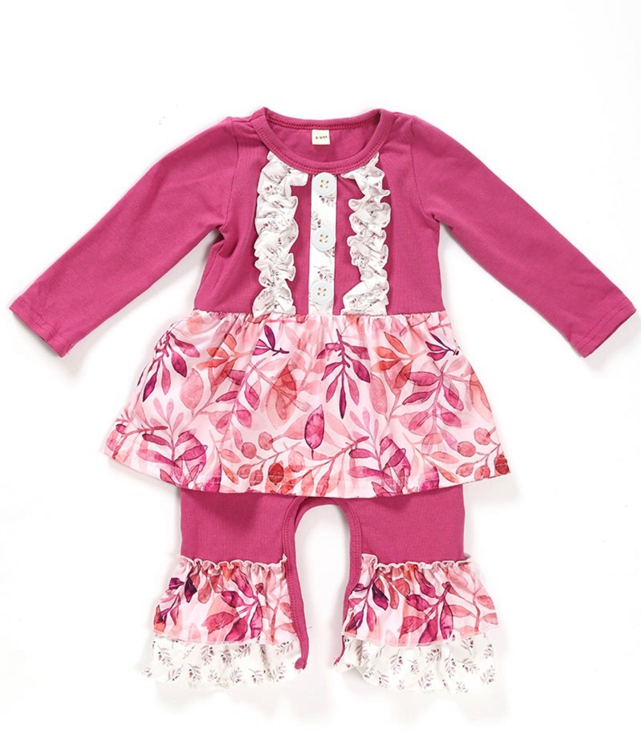 Pink Floral ruffle romper