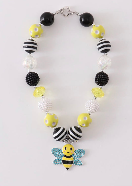 Black and yellow bumble bee necklace