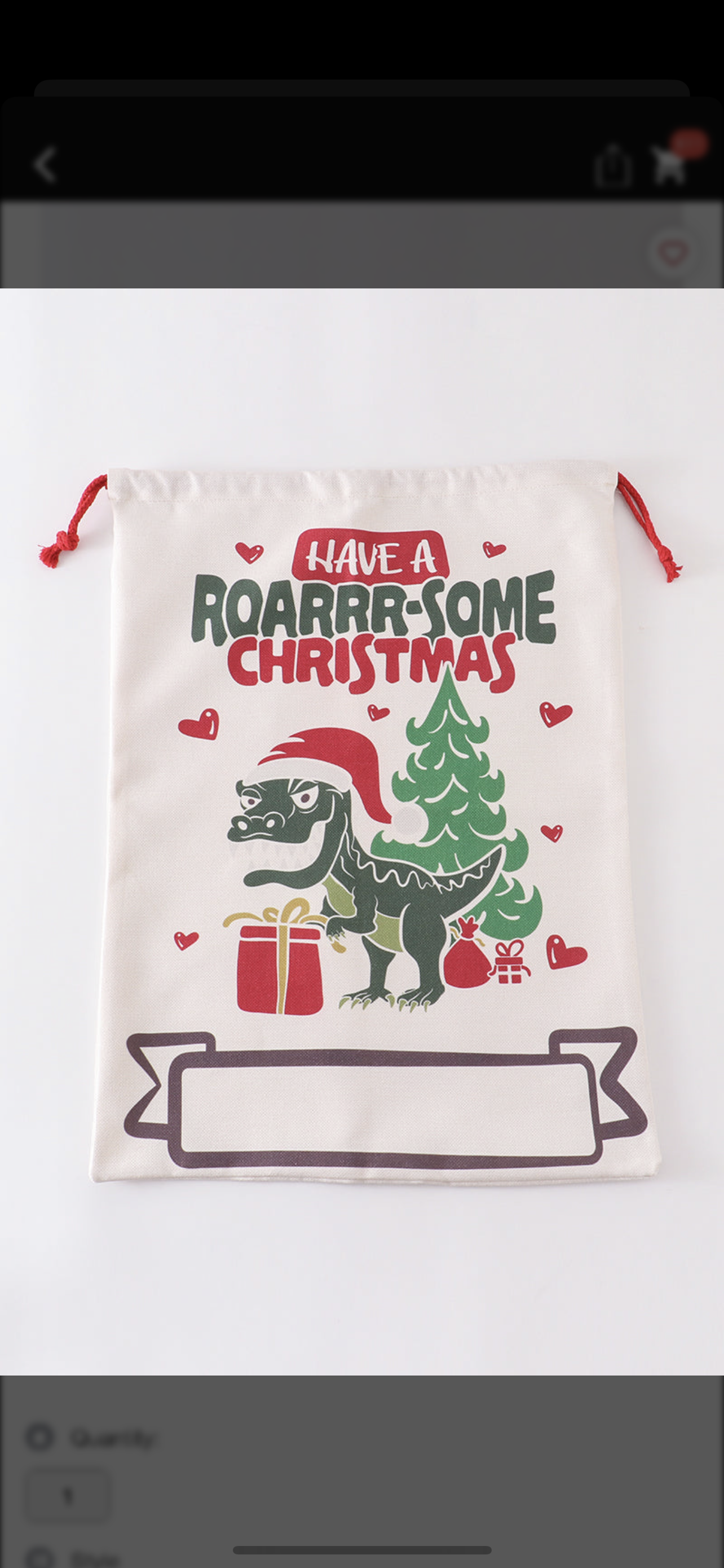 Roarrr-some Christmas drawstring bag