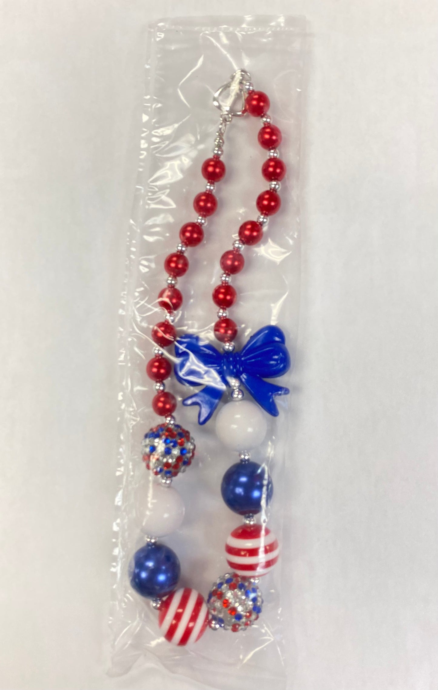 red white and blue bow necklace