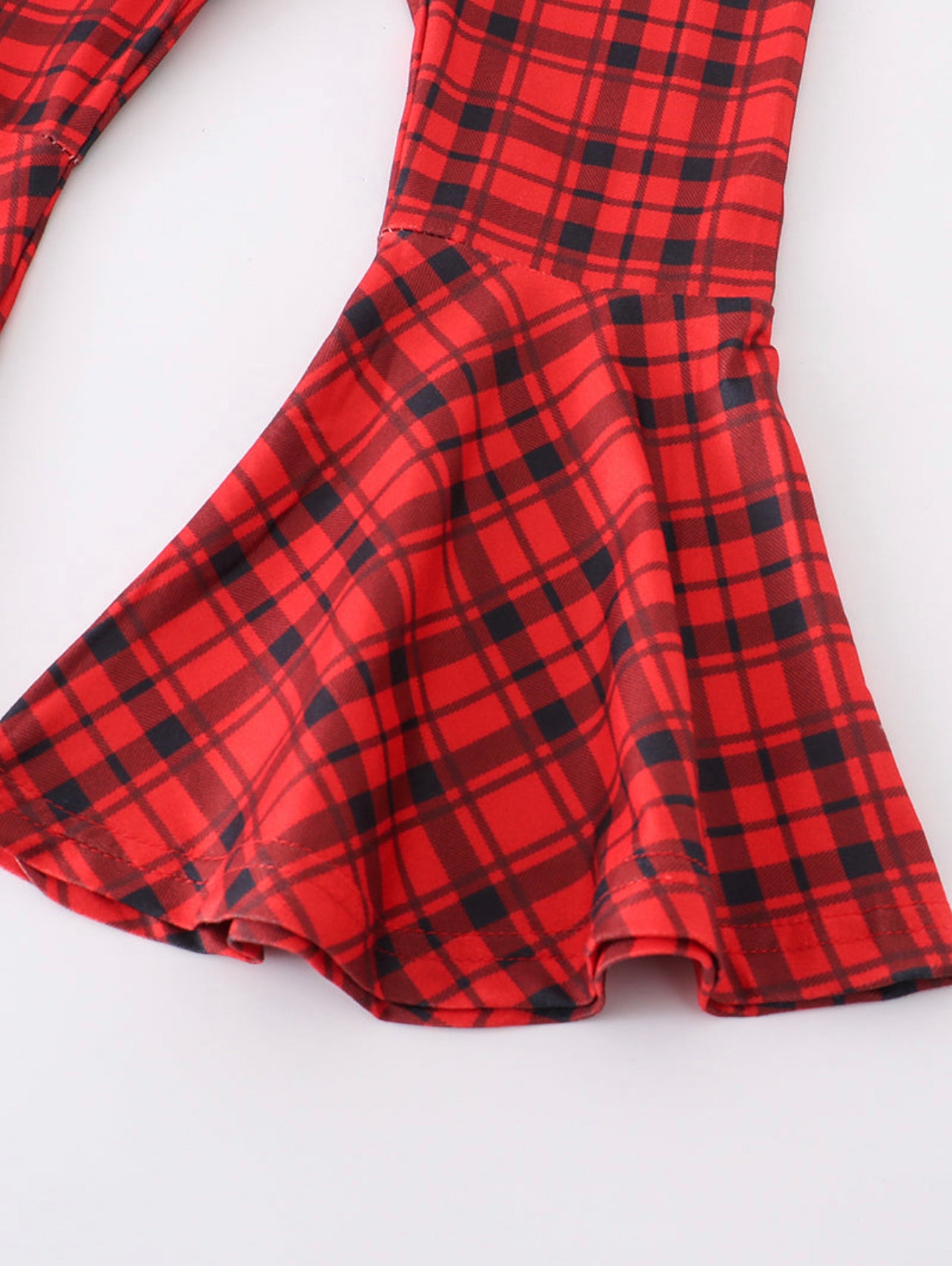 Pig red plaid bell pants set