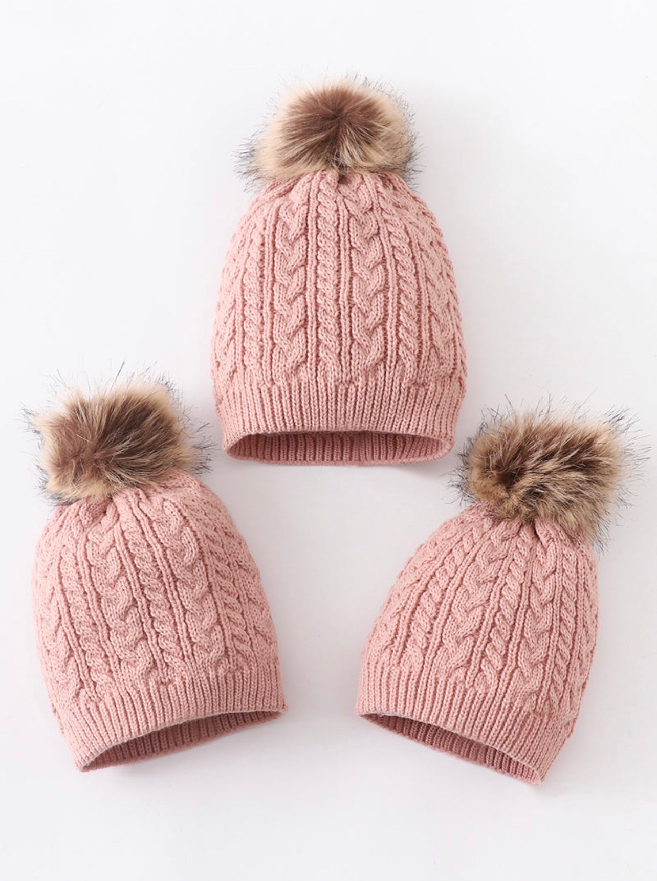 Dusty Rose Cable Knit beanie