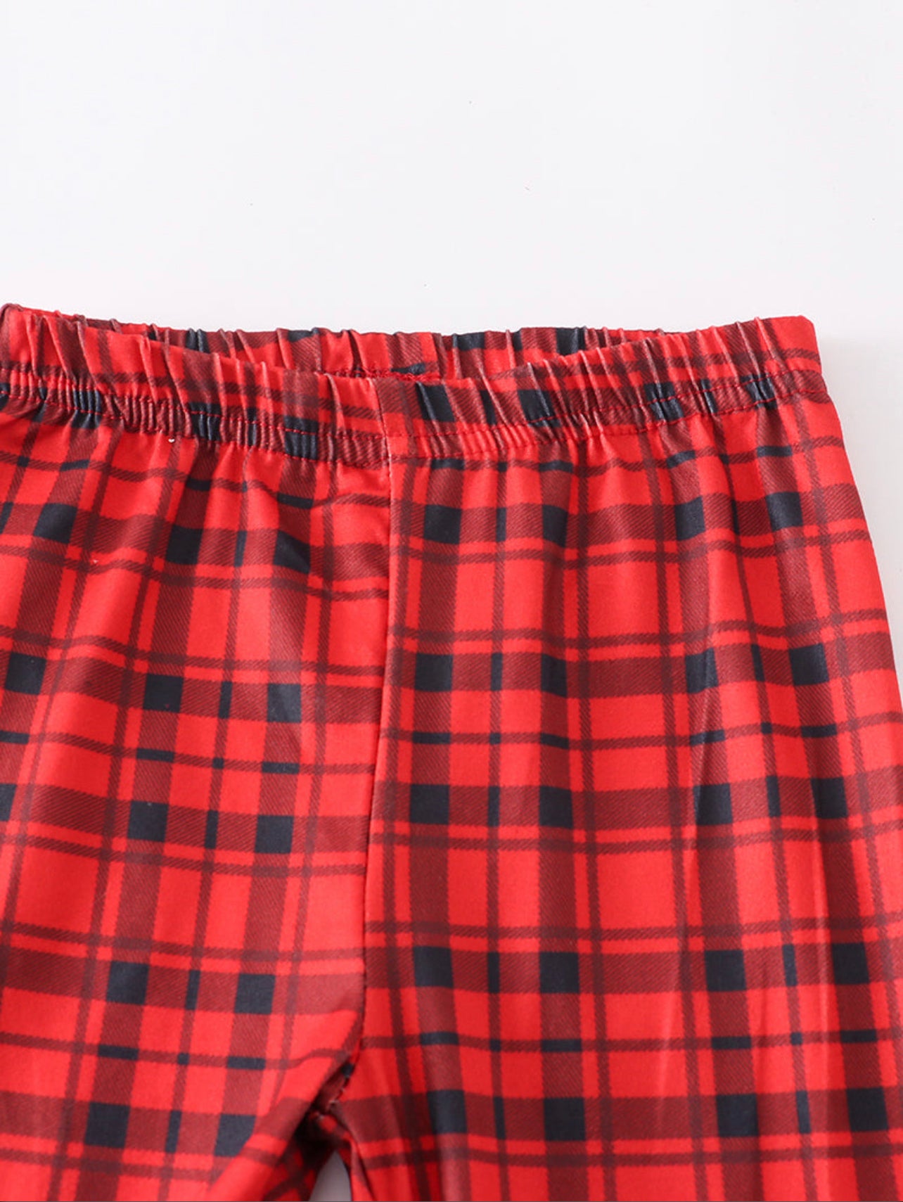 Pig red plaid bell pants set