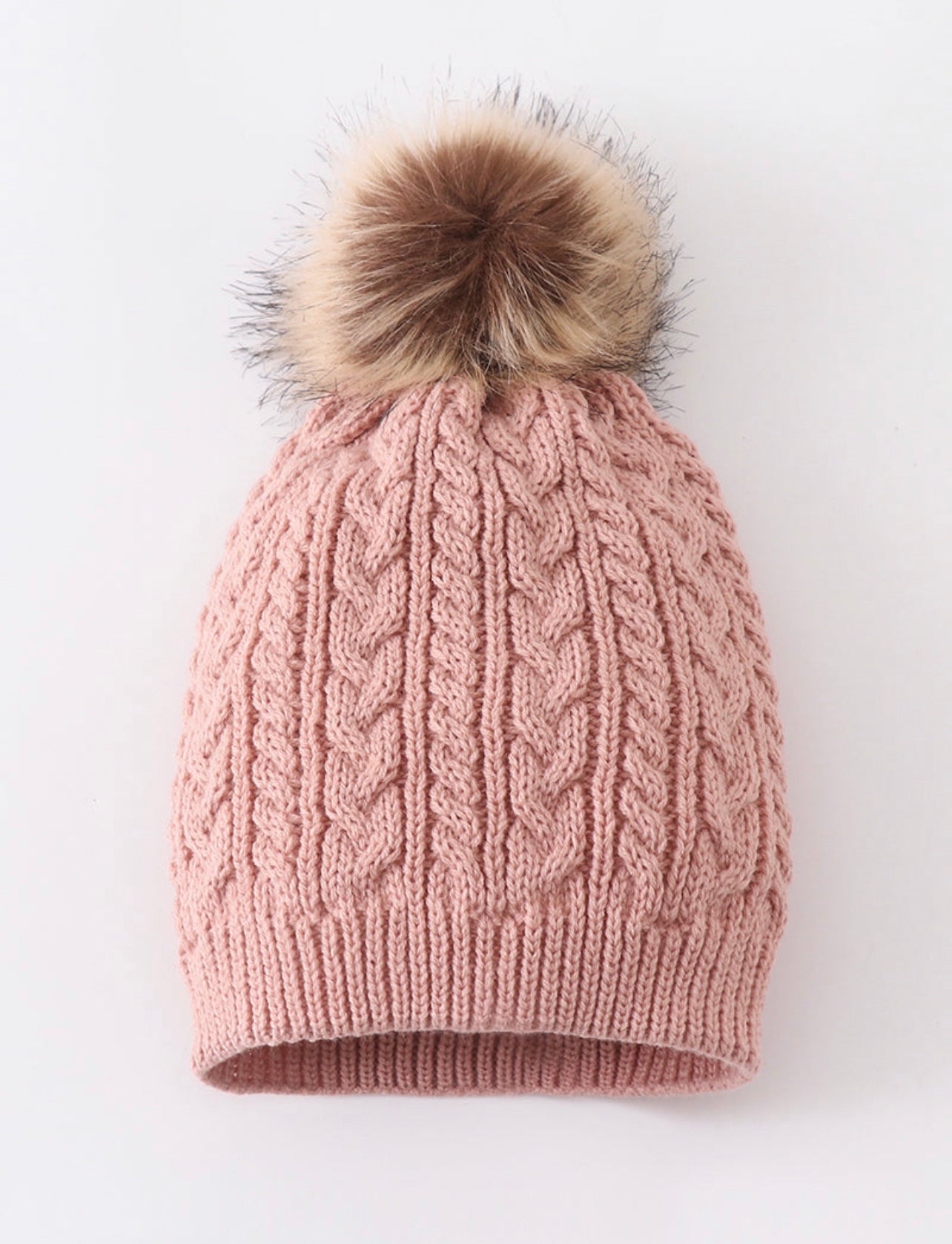 Dusty Rose Cable Knit beanie