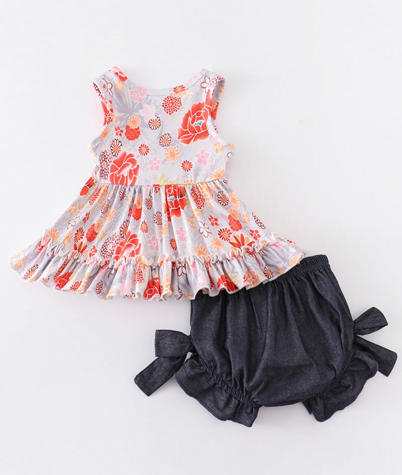 Floral ruffle baby set