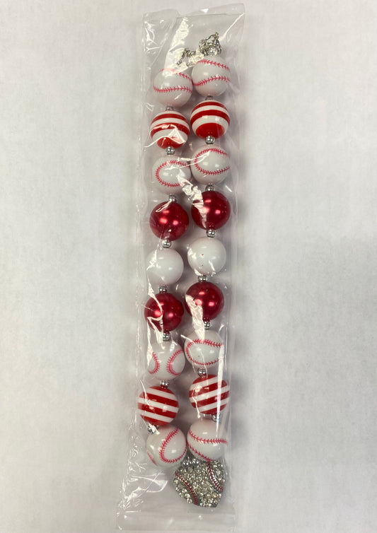 Red and white baseball necklace